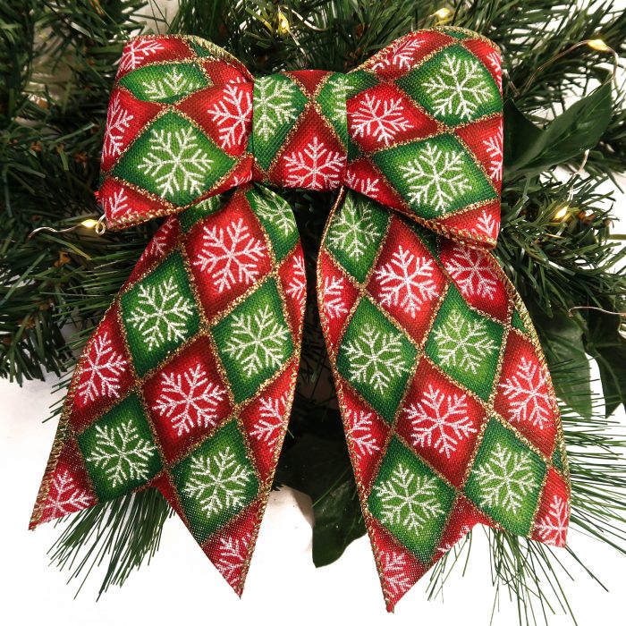 5 Christmas Wire Edged Ribbon Bows - 'Jolly'