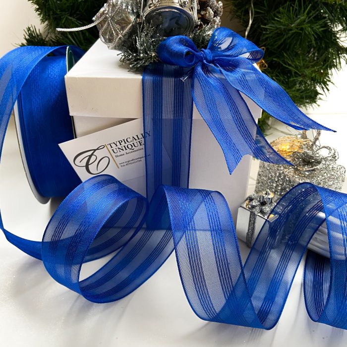 5 Pre Tied Blue Christmas Bows 'Bleue' - Image 4