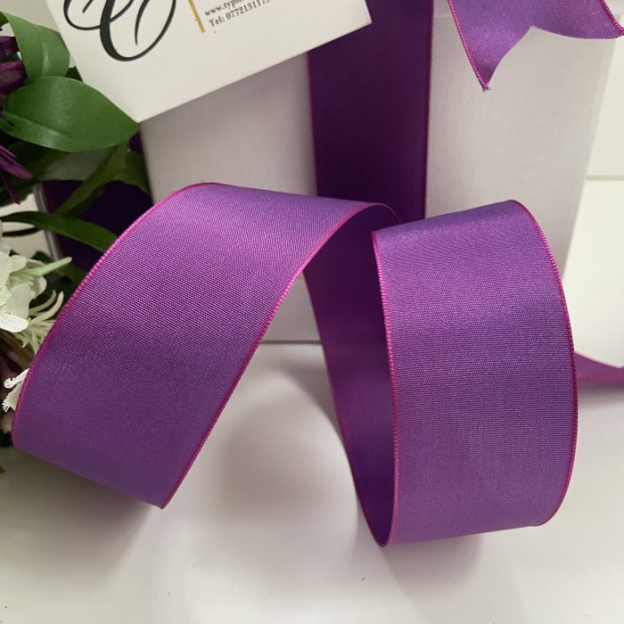 5 Pre Tied Wire Edged Taffeta Bows 'Electric Purple' - Image 3