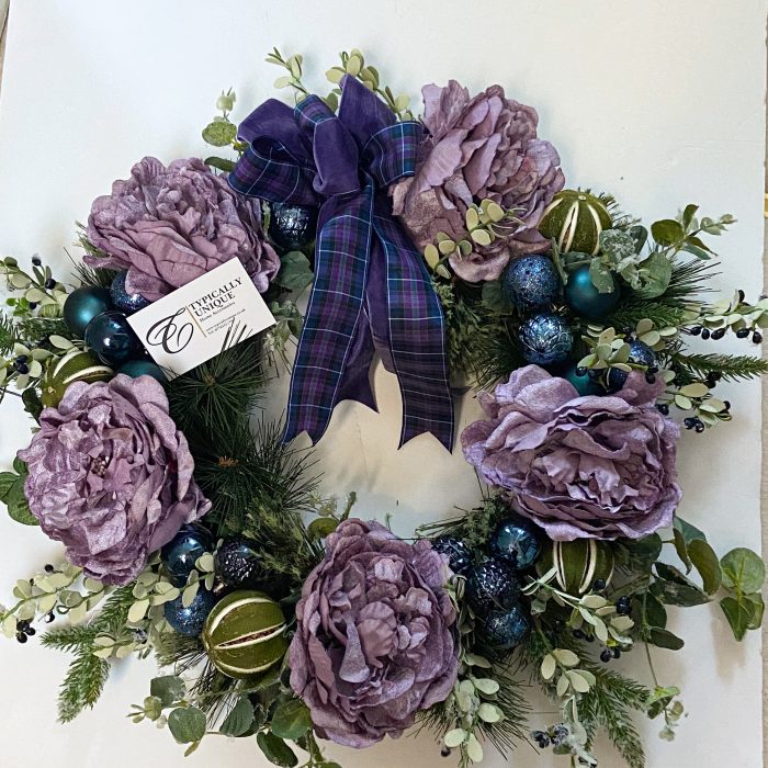 Artificial Flowers Purple Peony Wreath - Image 2