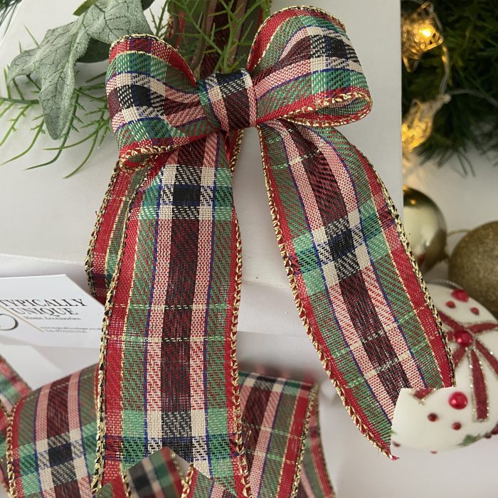 5  Pre Tied Wire Edged Tartan Christmas Bows 'Fraser' - Image 3