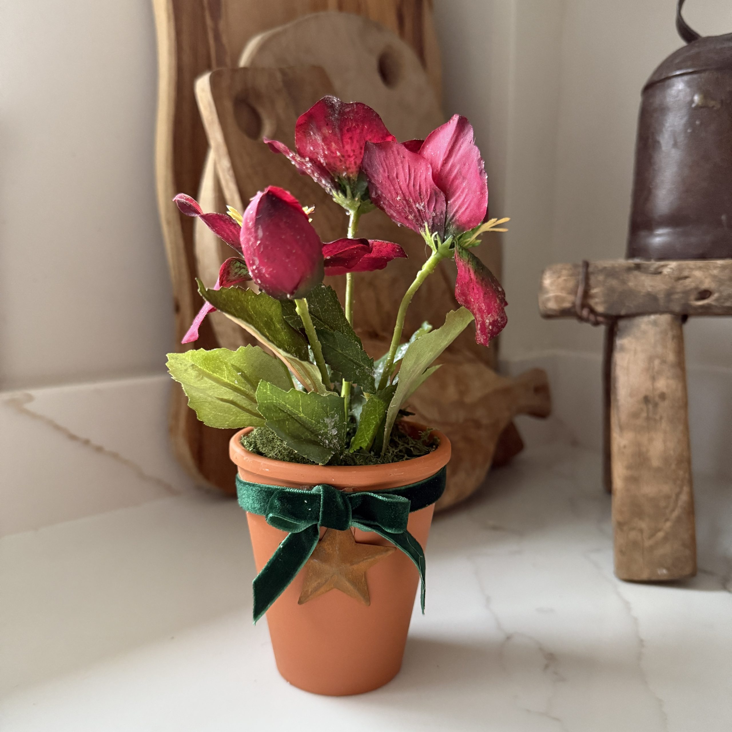 Artificial Frosted Hellebore Flower Arrangement - Image 5