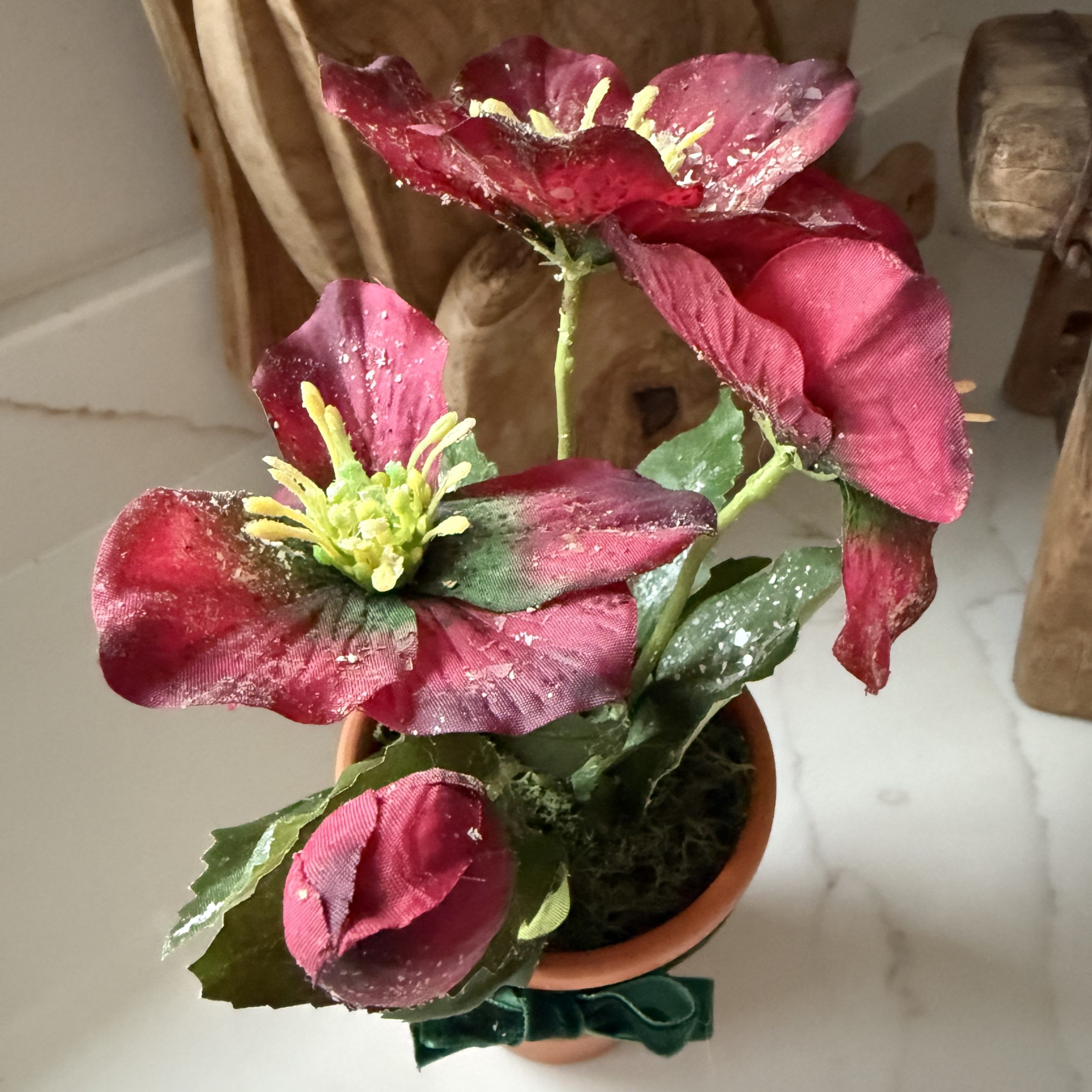 Artificial Frosted Hellebore Flower Arrangement - Image 4