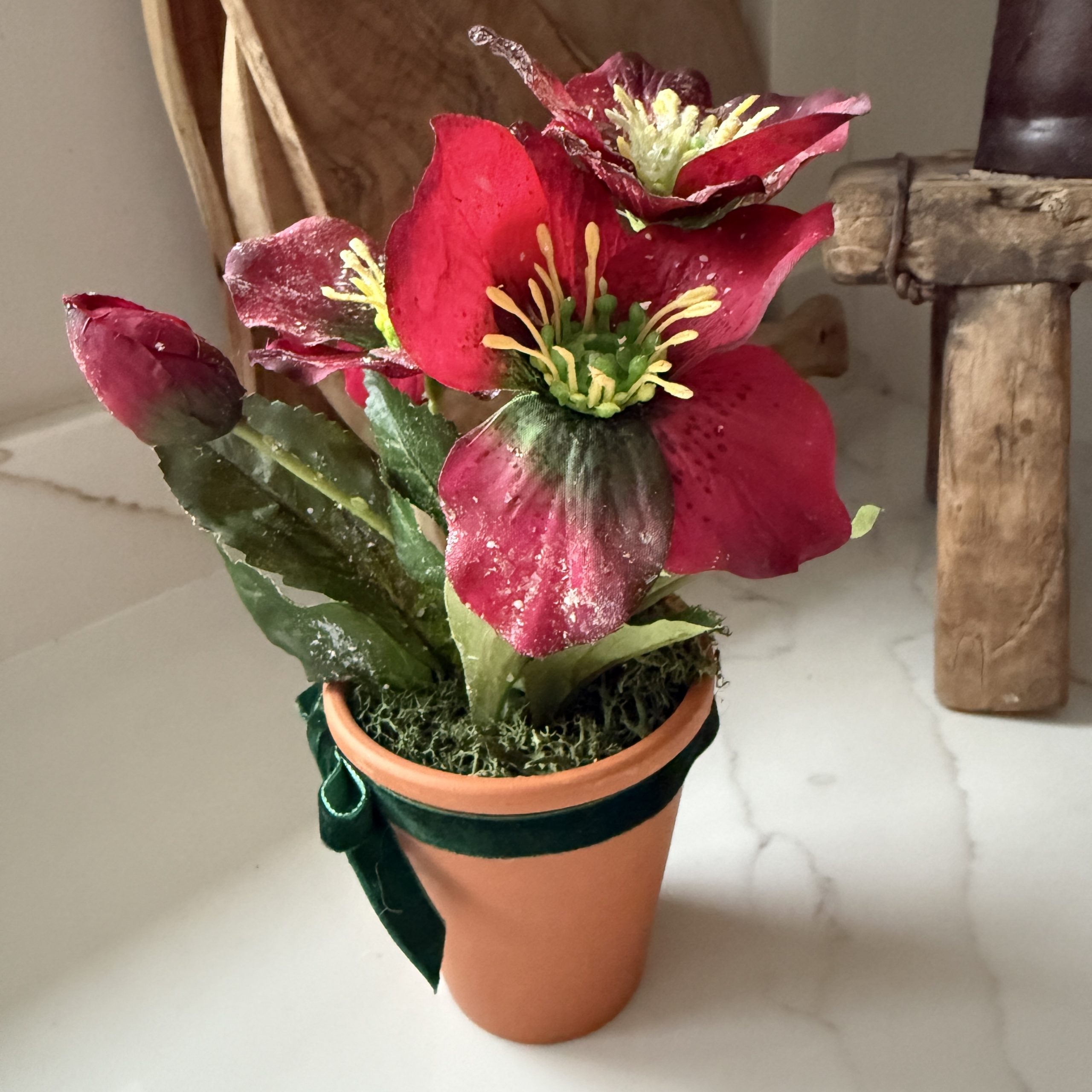 Artificial Frosted Hellebore Flower Arrangement - Image 2