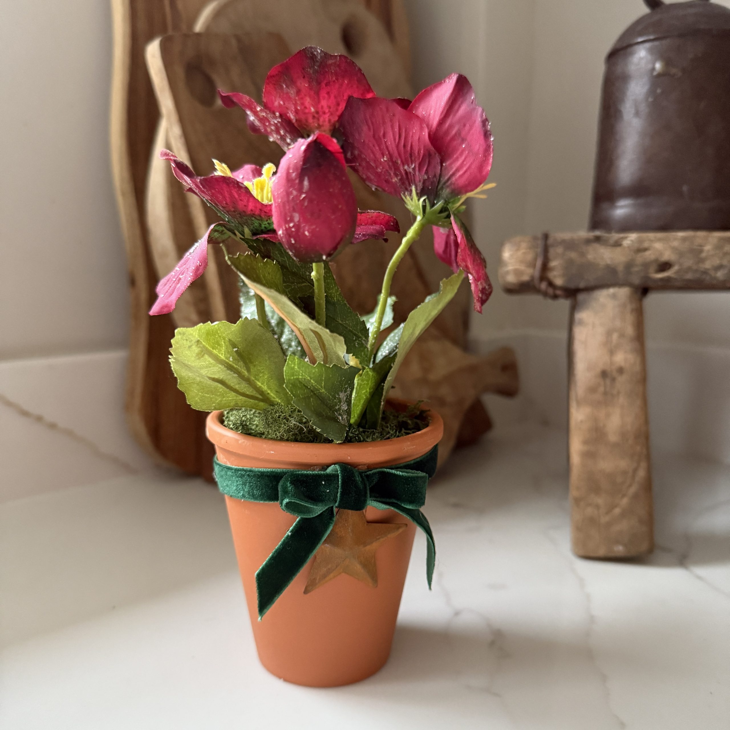 Artificial Frosted Hellebore Flower Arrangement