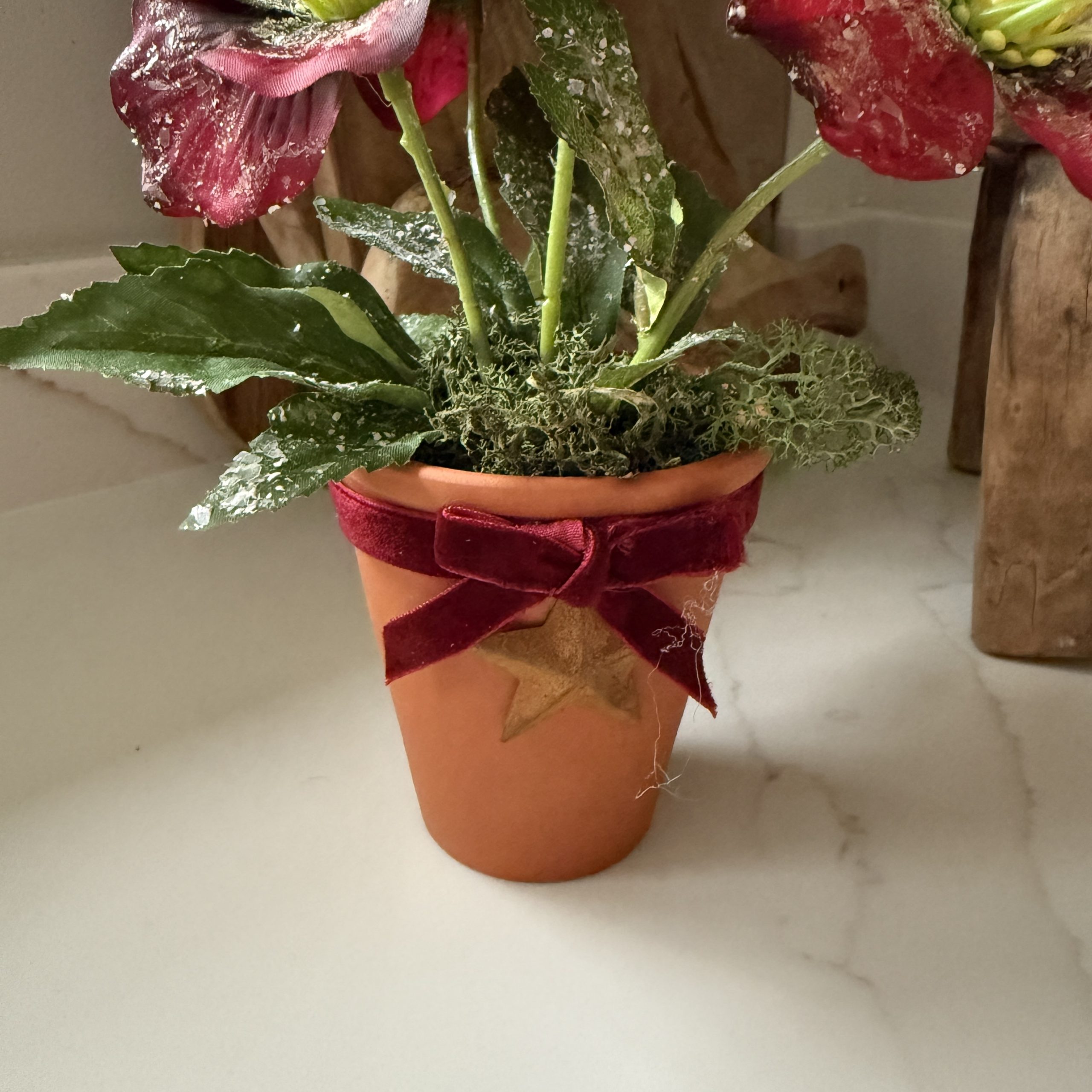 Artificial Frosted Hellebore Flower Arrangement - Image 2