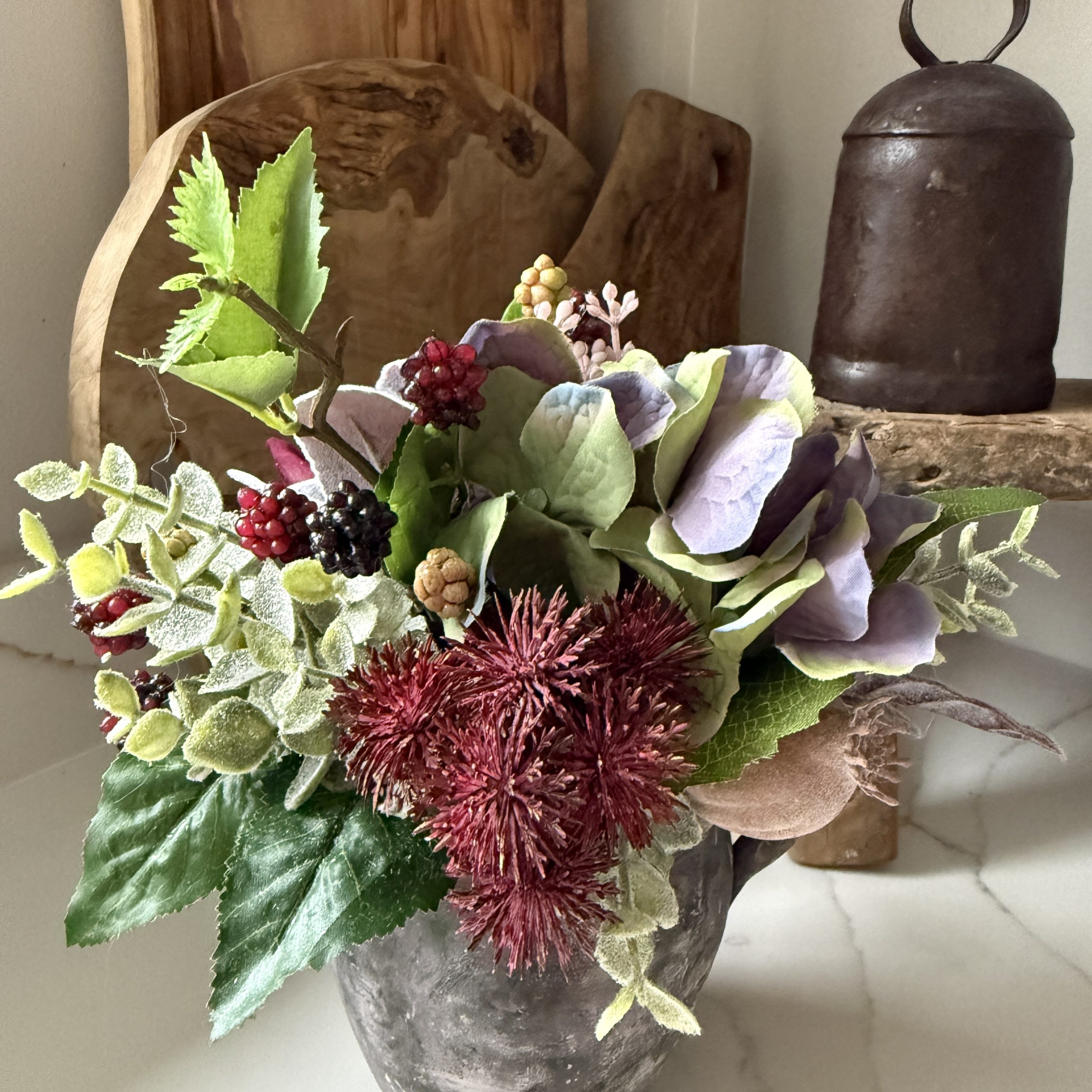 Artificial Silk Flower Arrangement Burgundy Rose - Image 5
