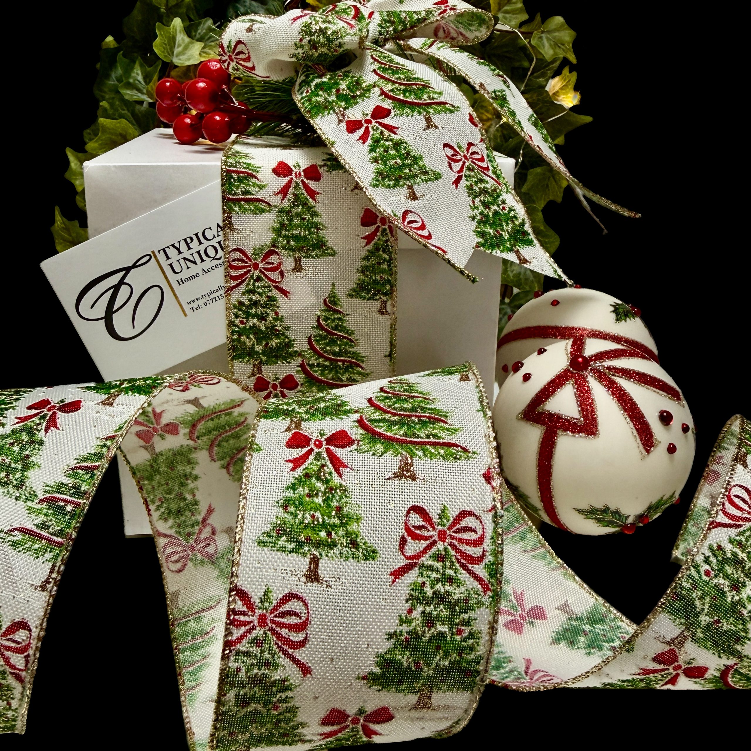 Christmas Ribbon Wire Edged 'Yule'