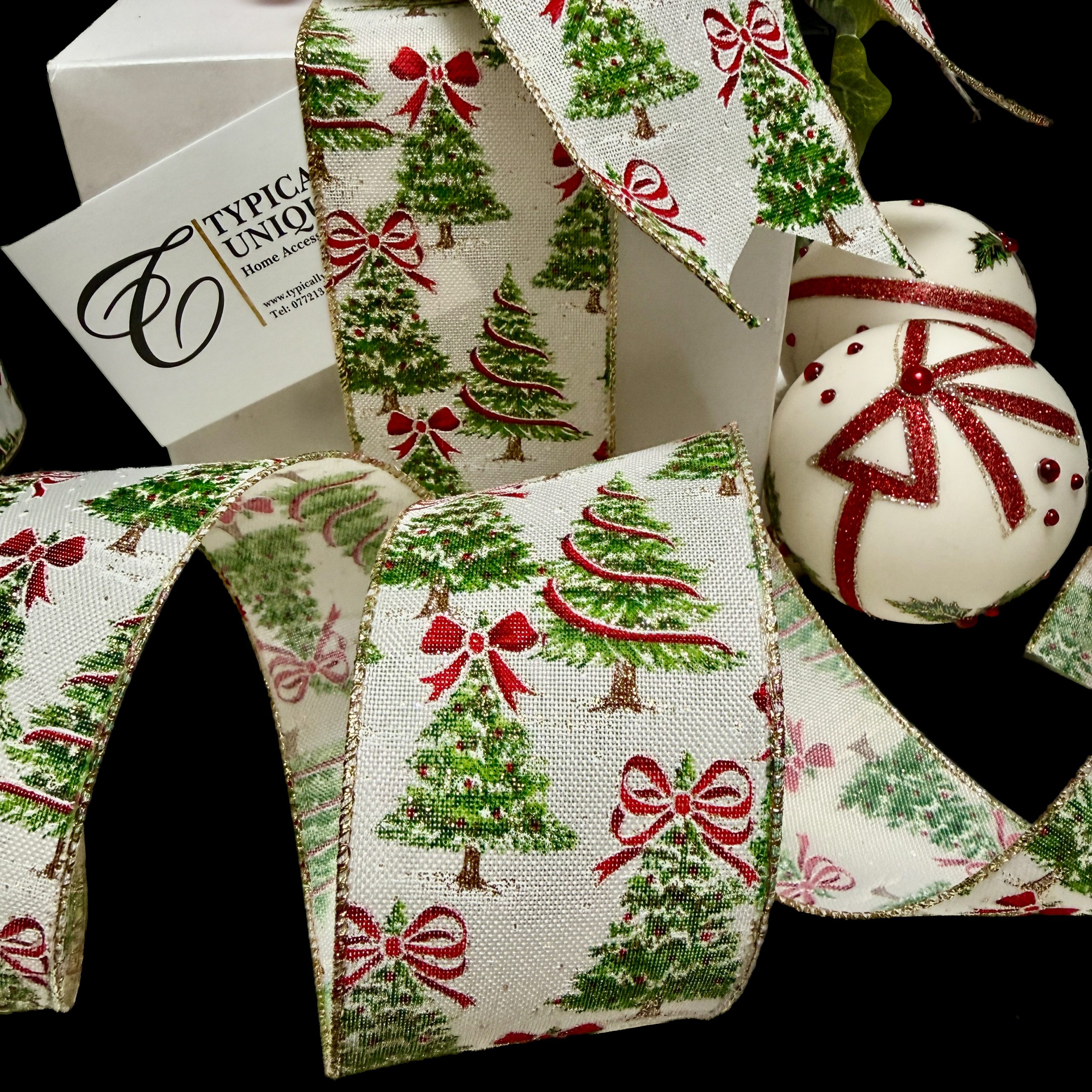 Christmas Ribbon Wire Edged 'Yule' - Image 3