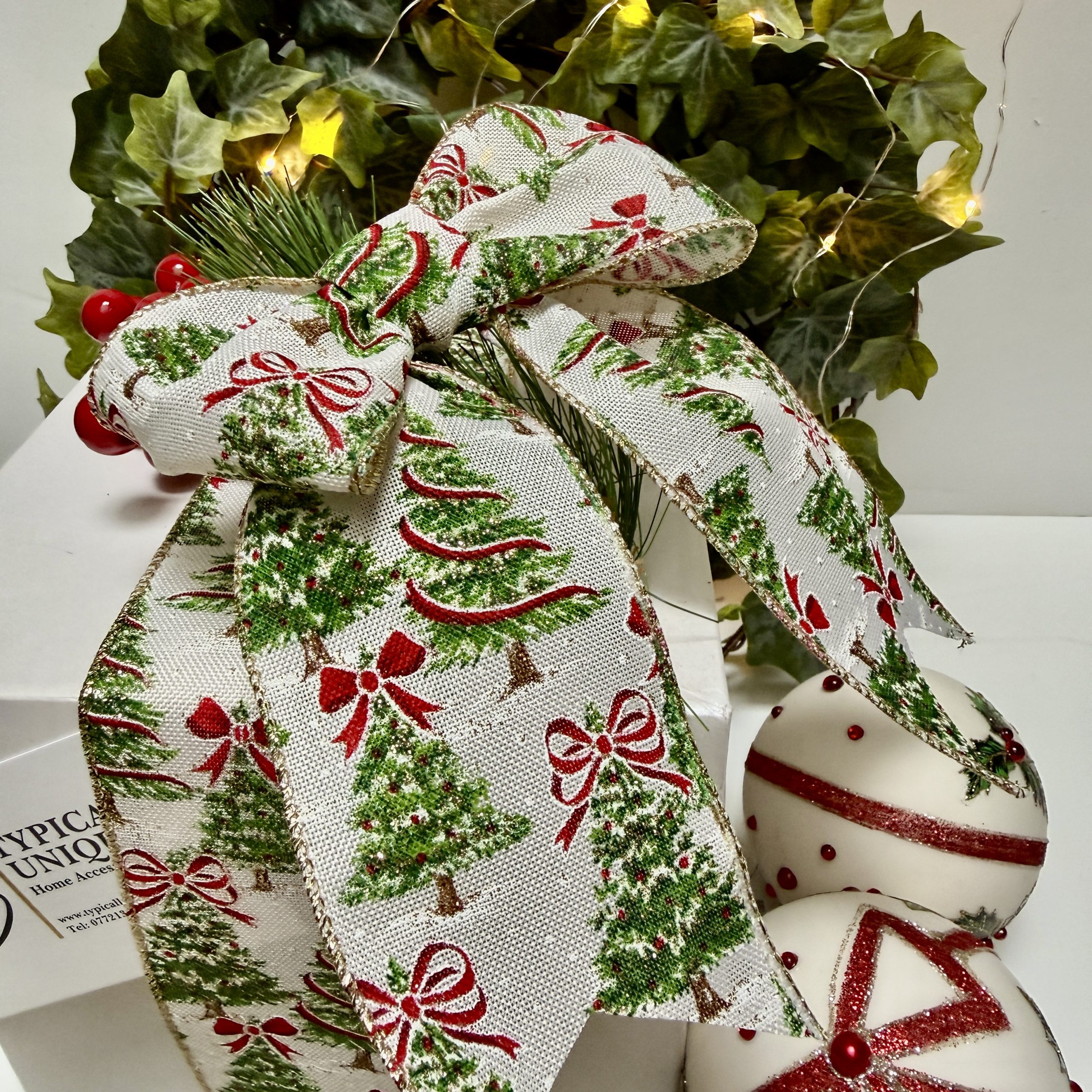 Christmas Ribbon Wire Edged 'Yule' - Image 2