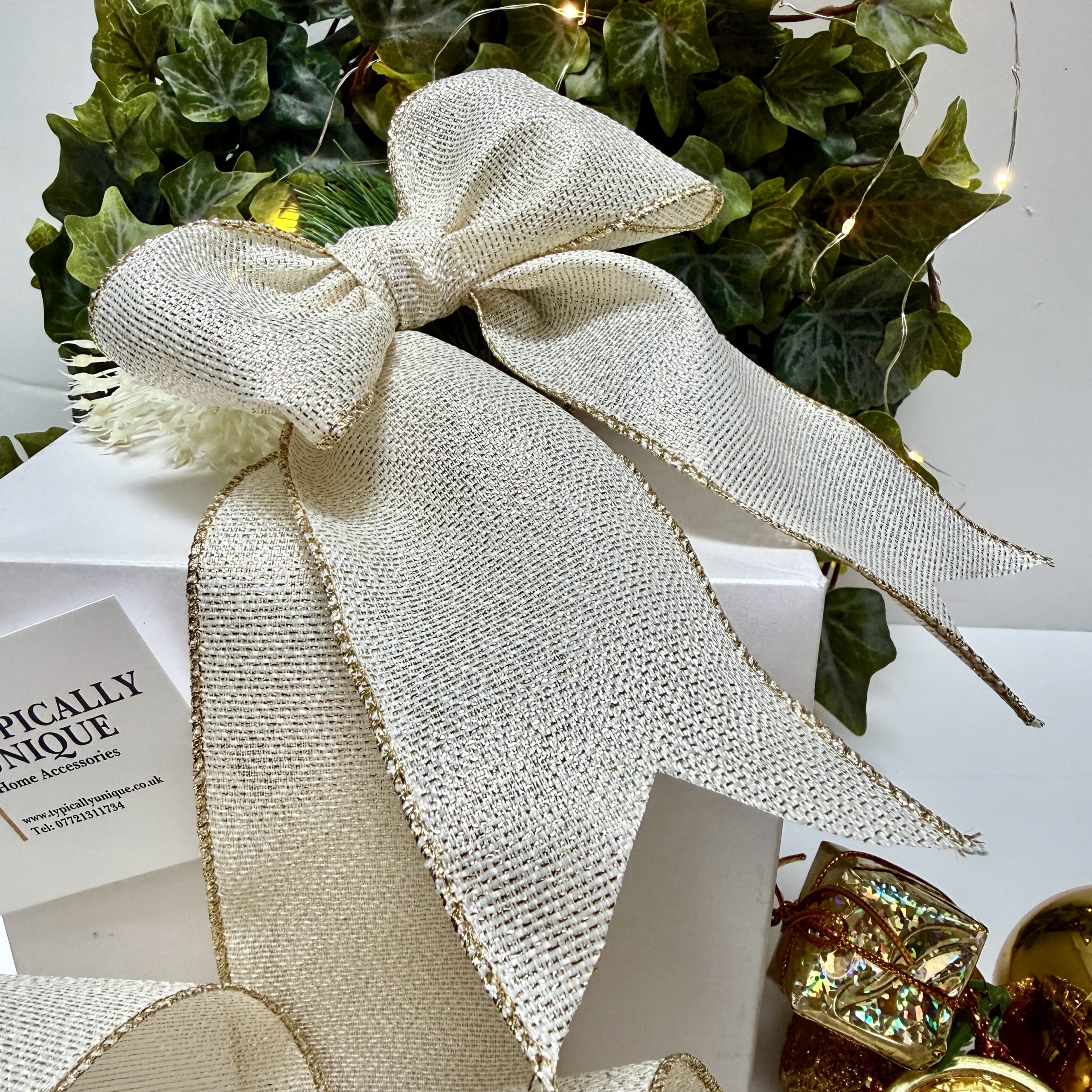 Cream Christmas Ribbon Wire Edged 'Classique' - Image 2