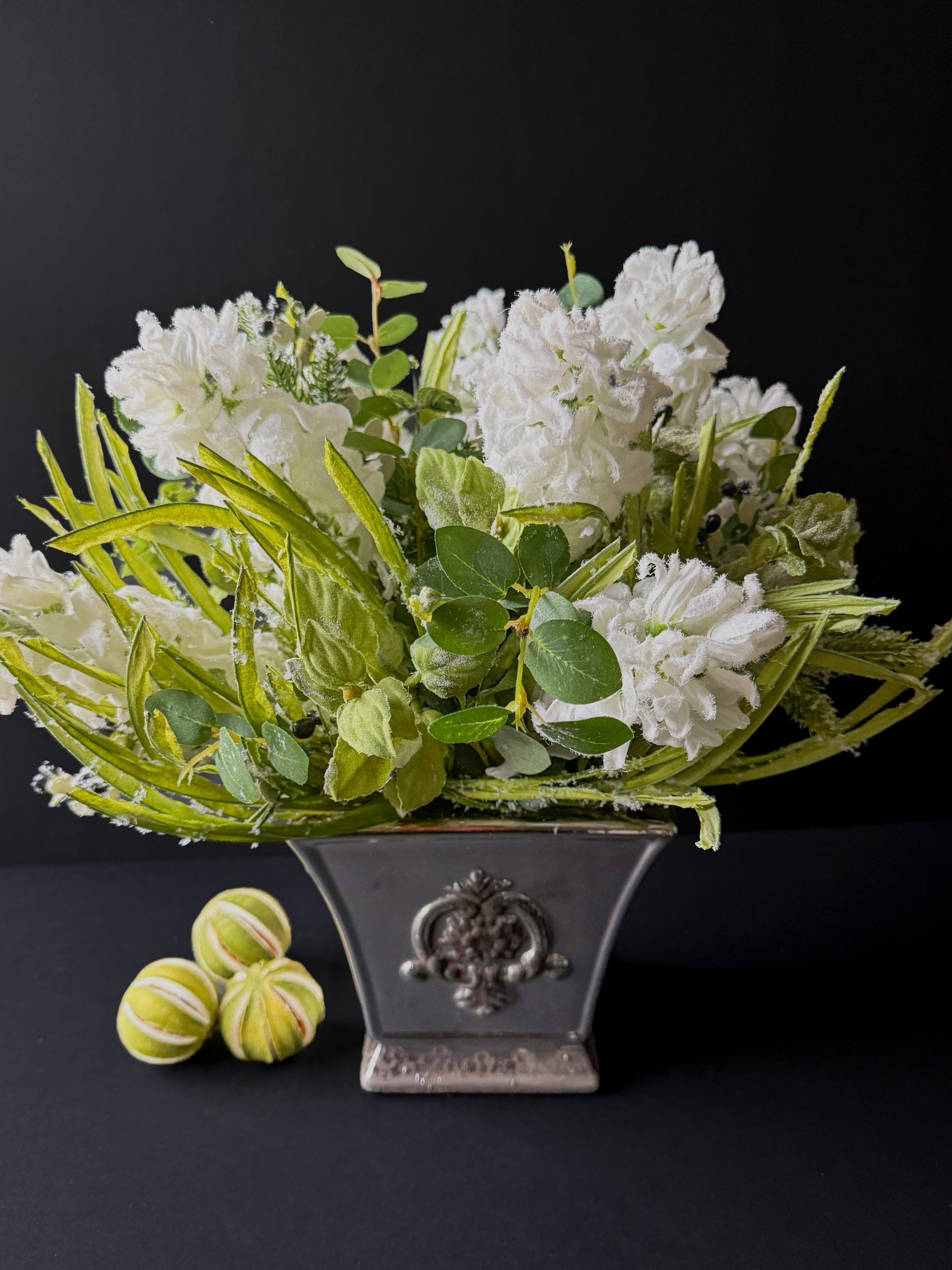 Artificial Silk Flower Arrangement Frosted White Hyacinths - Image 5