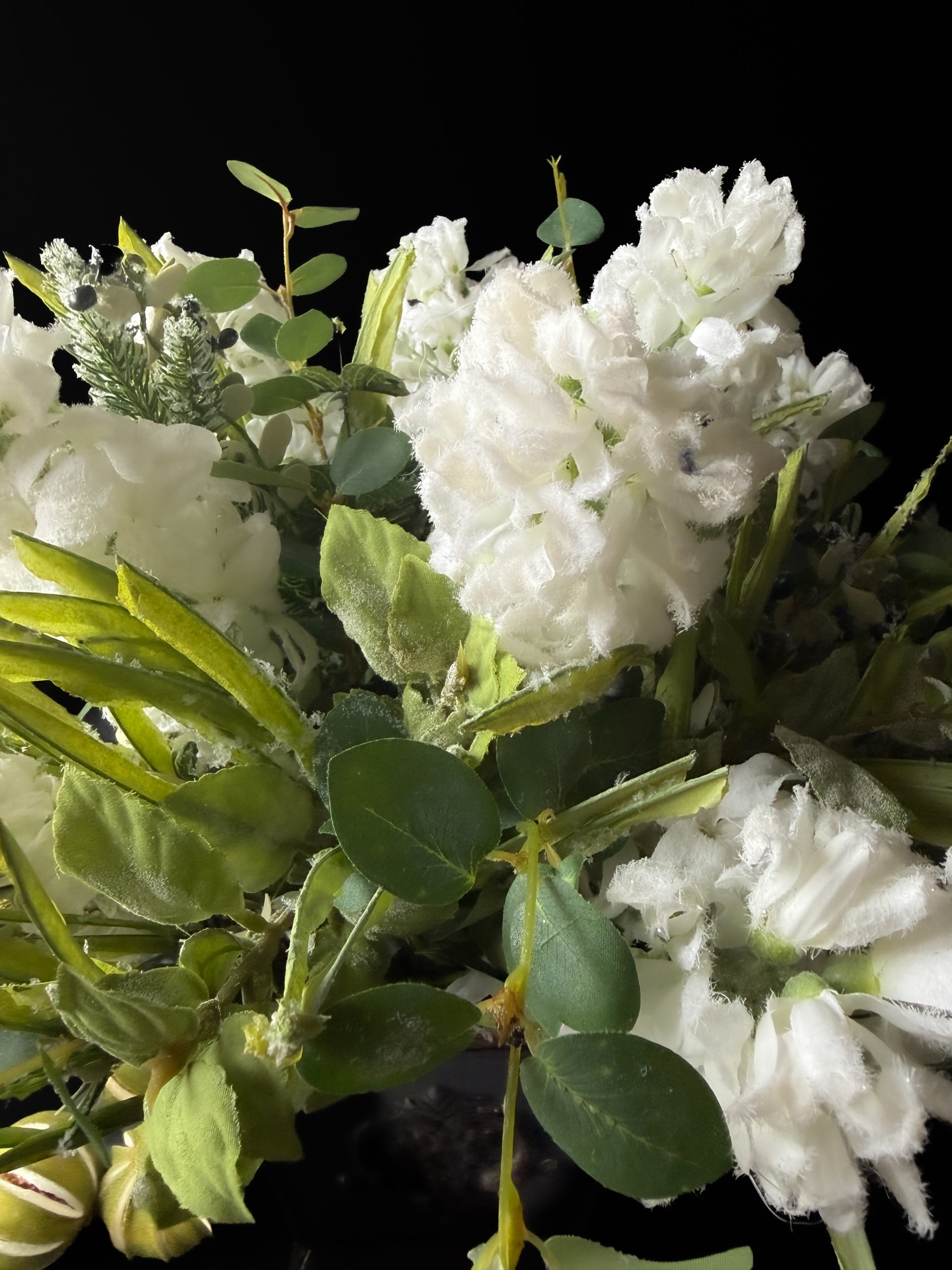 Artificial Silk Flower Arrangement Frosted White Hyacinths - Image 2