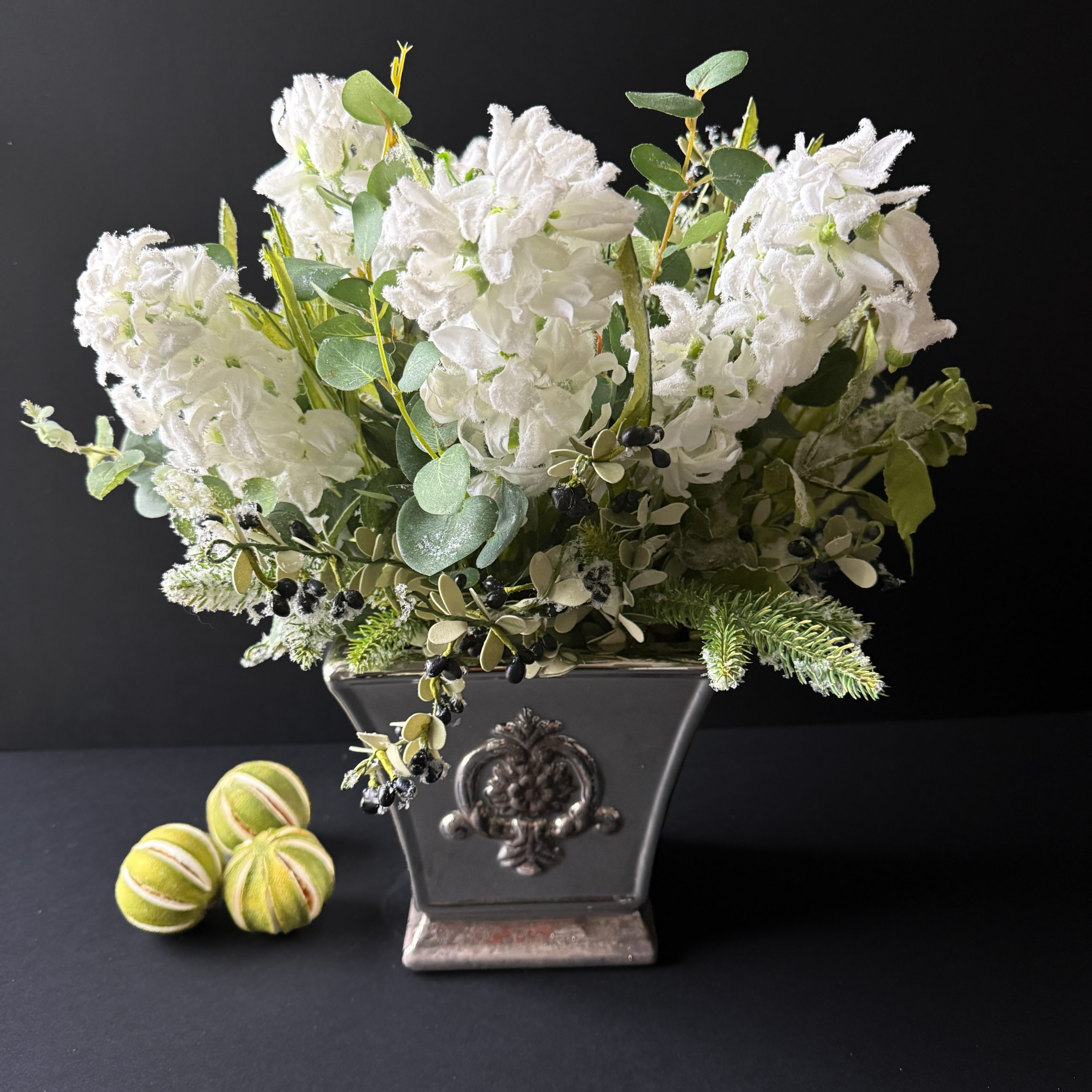 Artificial Silk Flower Arrangement Frosted White Hyacinths - Image 4