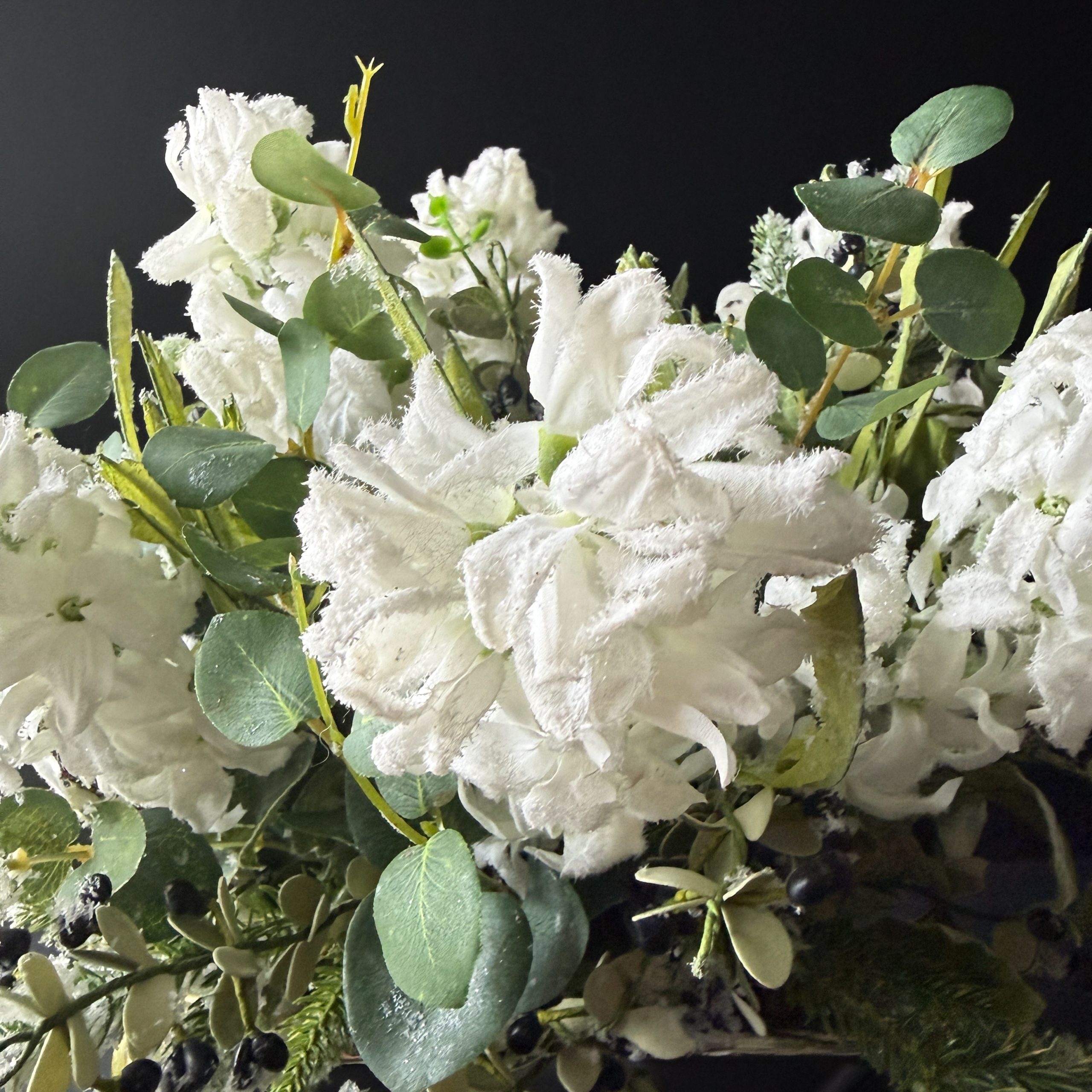 Artificial Silk Flower Arrangement Frosted White Hyacinths - Image 3